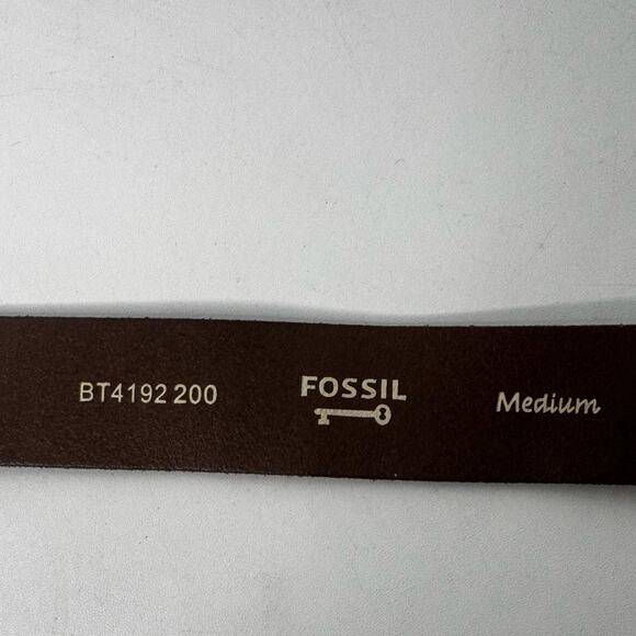 Vintage Fossil Tan Leather Belt With Brass Buckle Size Medium 36 - Picture 4 of 6
